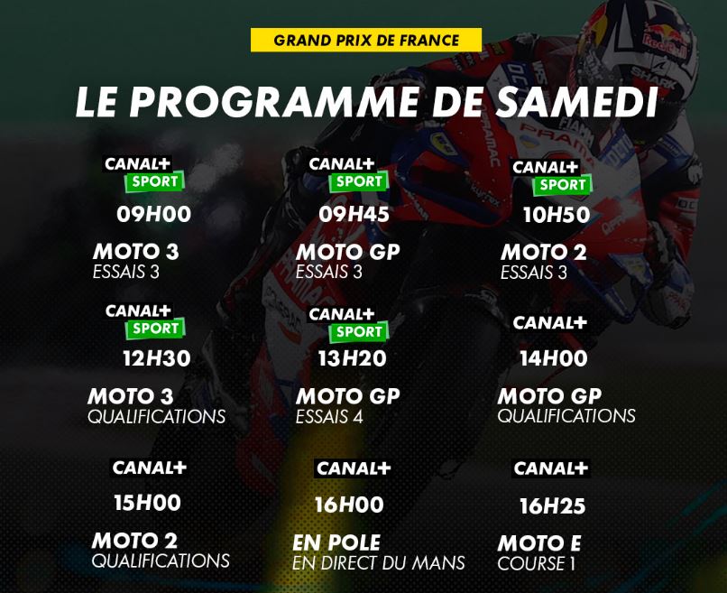 Moto GP de France 2022 (TV/Streaming) Sur quelle chaine suivre les Qualifications samedi ?
