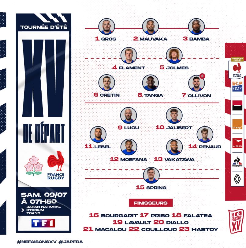 Japon / France (TV/Streaming) Sur quelle chaine suivre la rencontre du XV de France de la Tournée d'été 2022 samedi ?