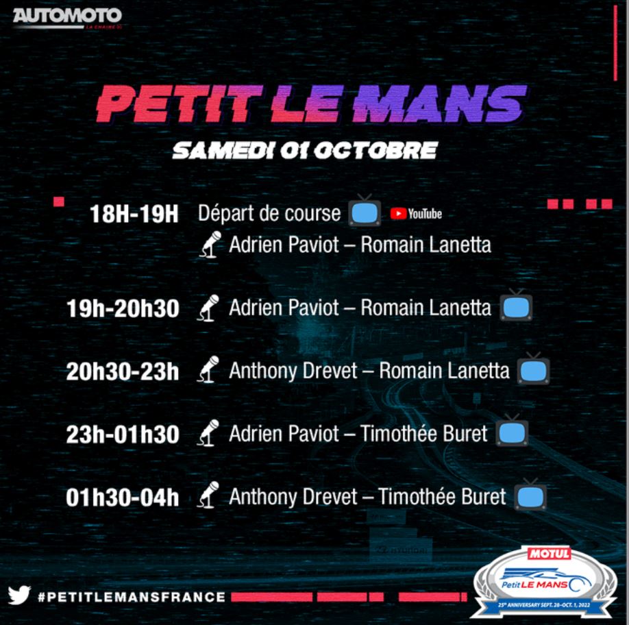 Petit Le Mans 2022 (TV/Streaming) Sur quelle chaine suivre la course samedi 1er octobre ?