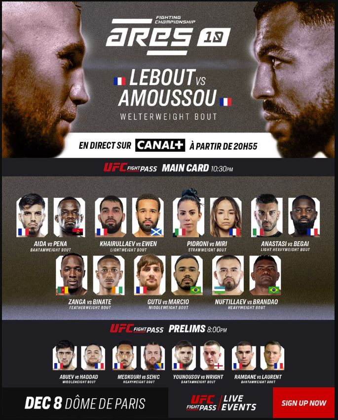 MMA ARES 10 - Lebout vs. Amoussou (TV/Streaming) Sur quelle chaine et à quelle heure suivre les combats de la soirée de MMA ?