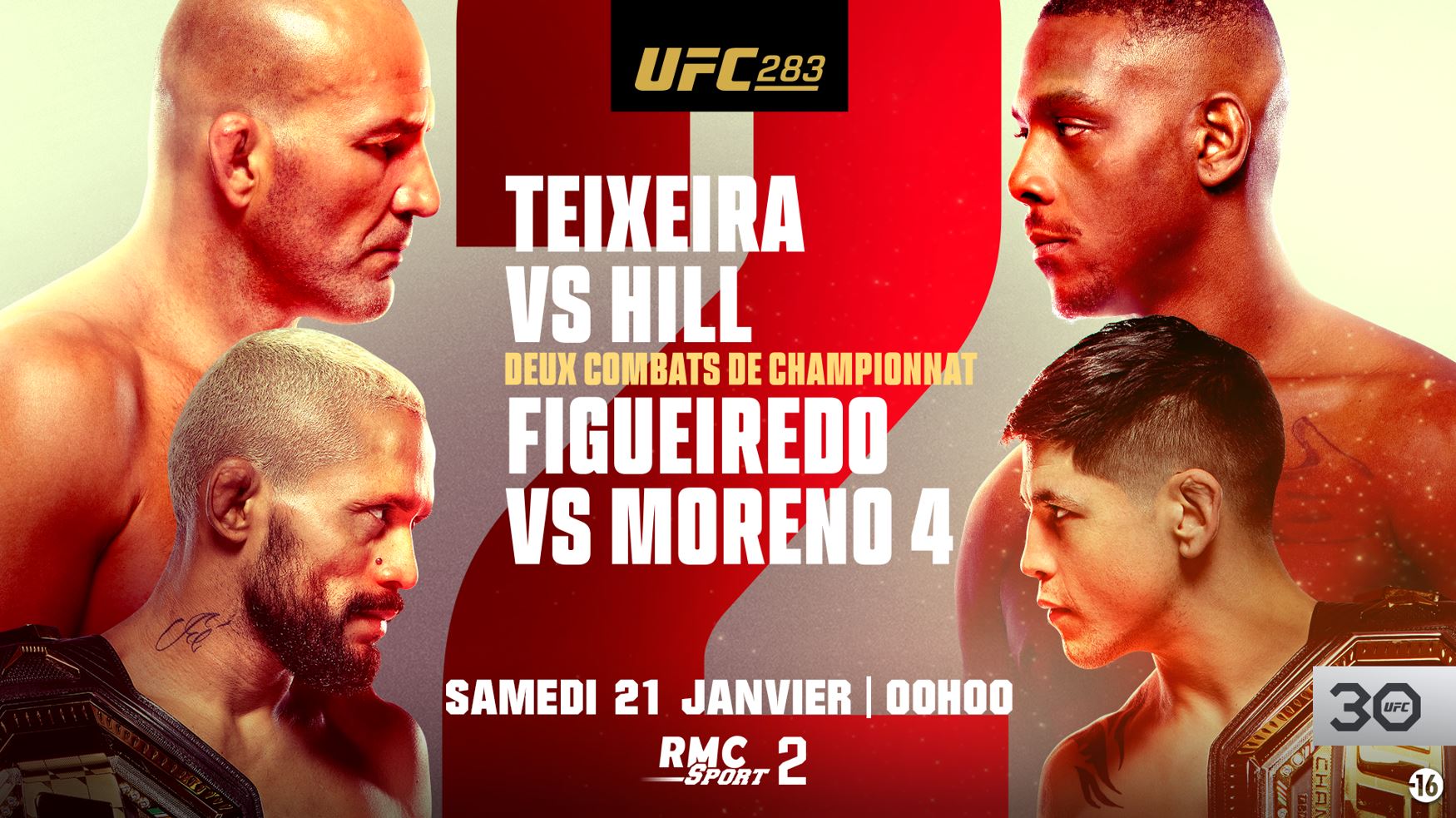 Teixeira vs Hill et Figueiredo vs Moreno - UFC 283 (TV/Streaming) Sur quelle chaine et à quelle heure suivre les combats de MMA ?
