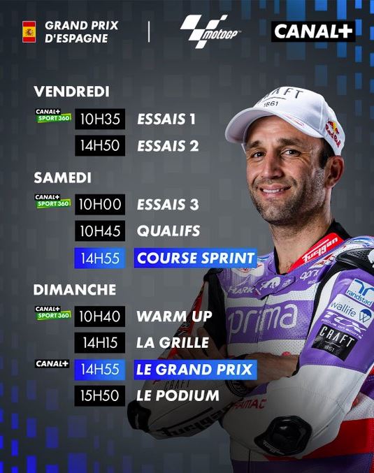 Moto GP d'Espagne 2023 (TV/Streaming) Sur quelles chaines et à quelle heure regarder la compétition vendredi ?