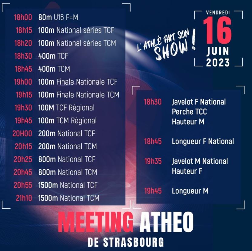 Meeting National de Strasbourg 2023 (TV/Streaming) Sur quelle chaine et à quelle heure suivre la compétition ?