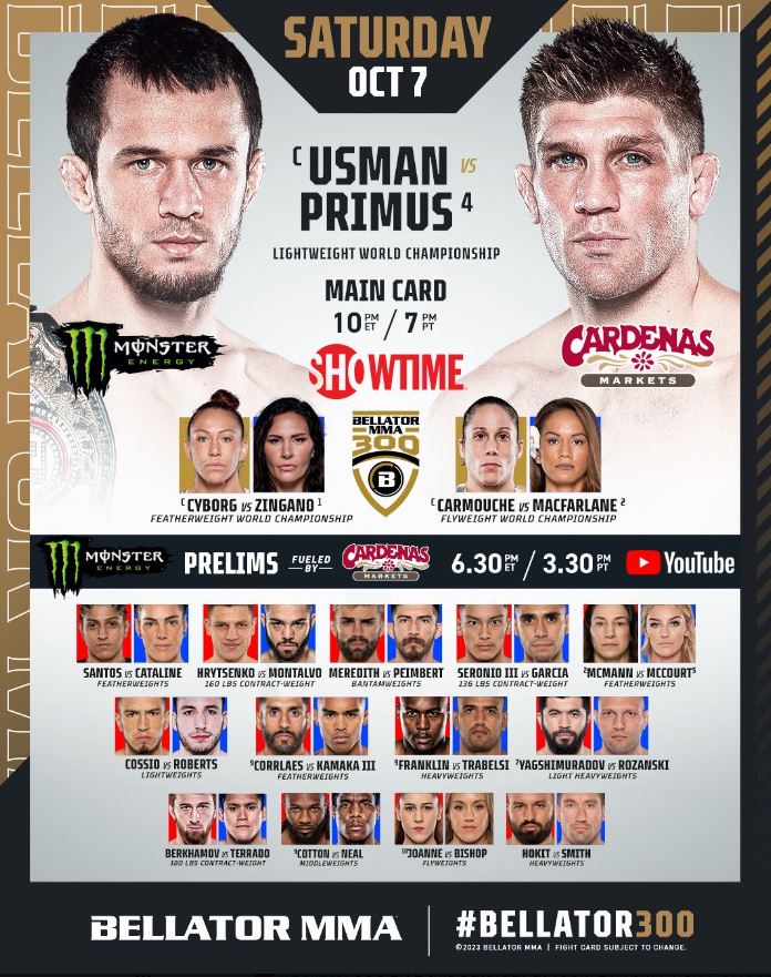 Bellator 300 - Usman vs Primus (TV/Streaming) Sur quelle chaine et à quelle heure suivre la soirée de MMA ?
